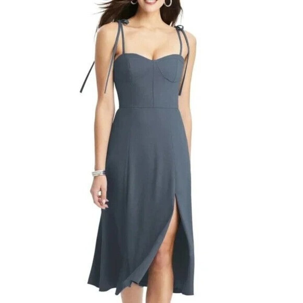 Dessy Collection Womens Bustier Crepe A-Line Dress Silverstone Dress 3069 Size 6